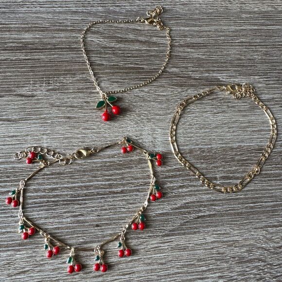 Cherry Charm anklet Set A1234 - Picture 3 of 4